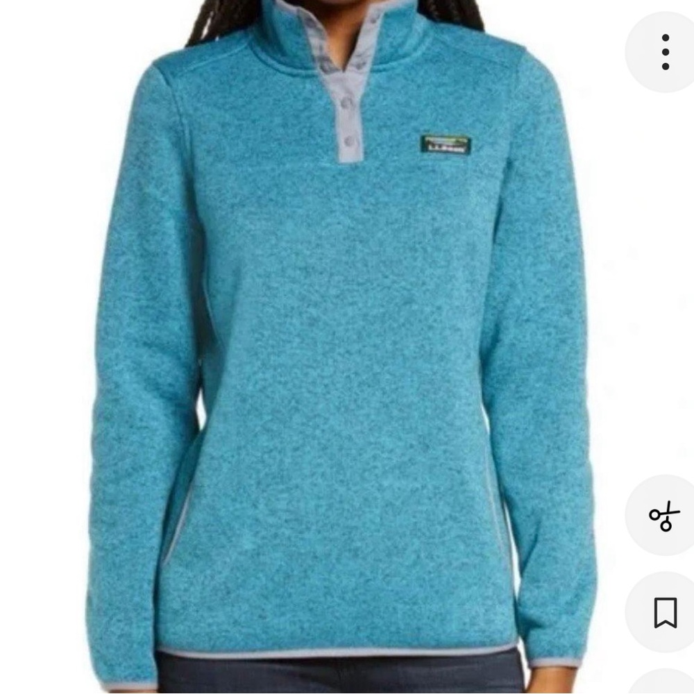 LL bean Teal Pullover fleece sweater with Logo size M